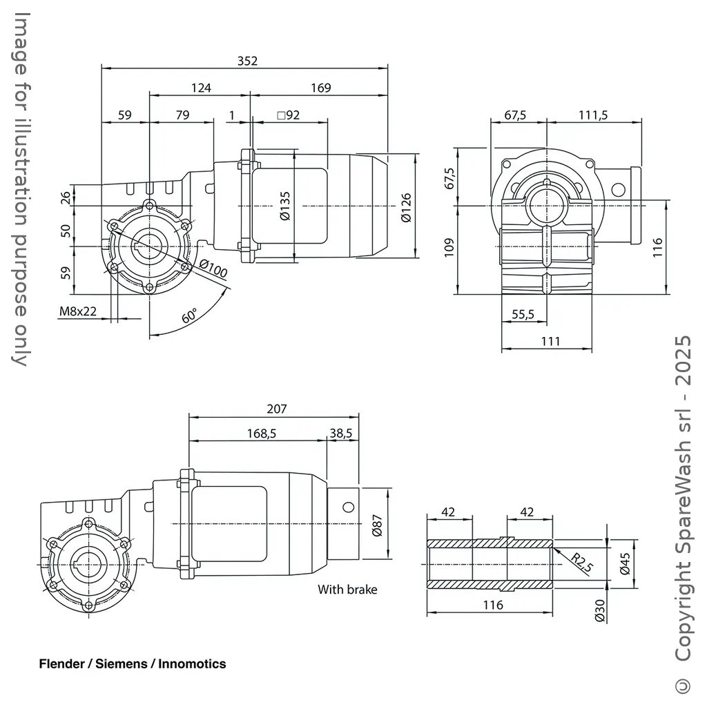 MOTORIDUTTORE FLENDER 0,75KW I:13 106,2RPM 230-400V 50HZ III