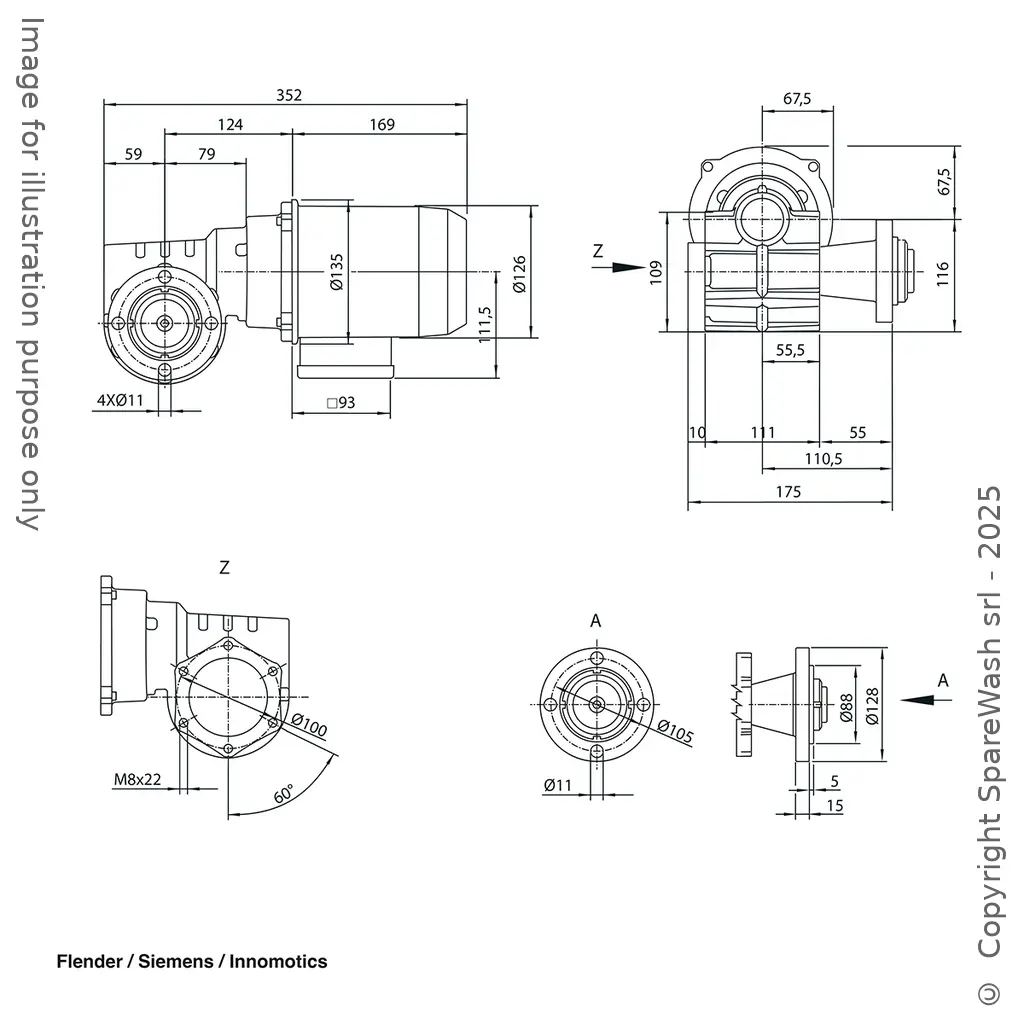 MOTORIDUTTORE FLENDER 0,55KW I:13 107,7RPM 230-400V 50HZ CON ALBERO II