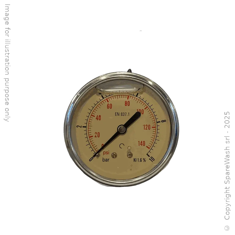 PRESSURE GAUGE WITH GLYCERINE D63 0-10BAR BACK MOUNT G1/4