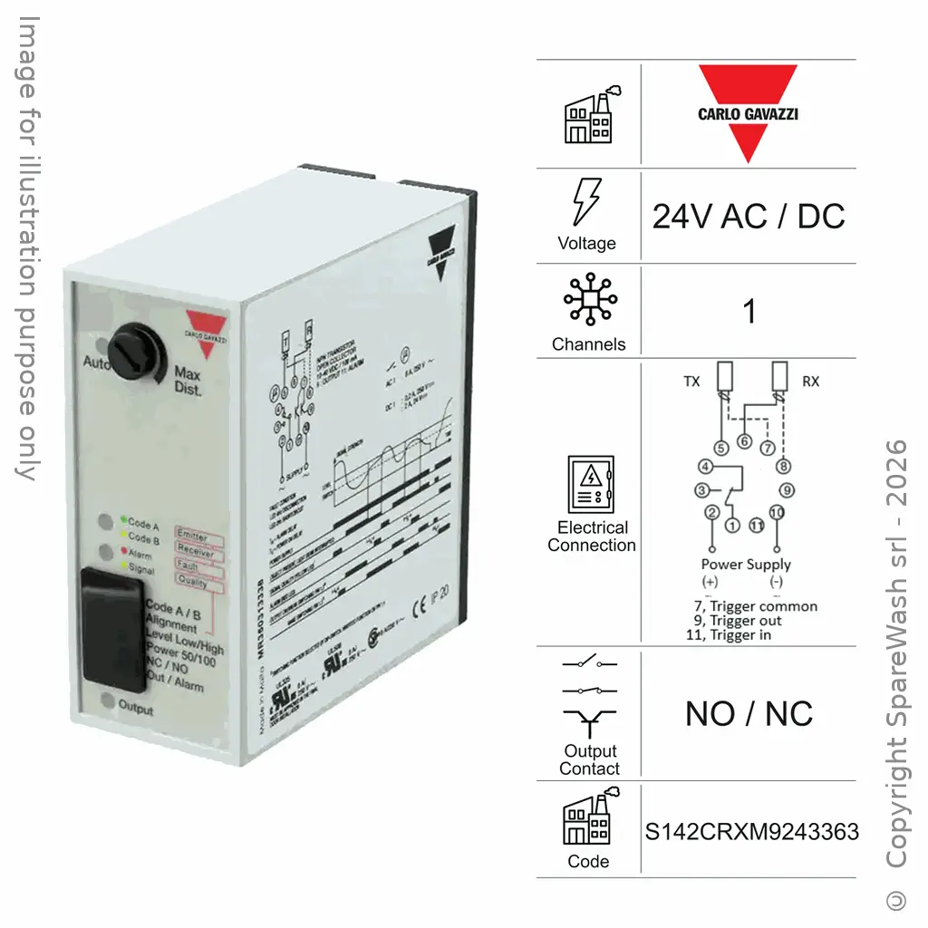 AMPLIFICATORE FOTOCELLULA 1 CANALE 24VAC/DC RELE'