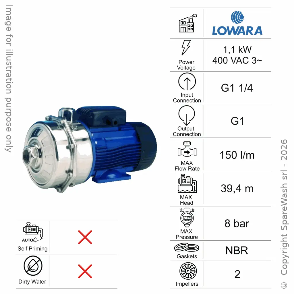 CENTRIFUGAL BOOSTER PUMP LOWARA CA120/33 1,1KW 400V