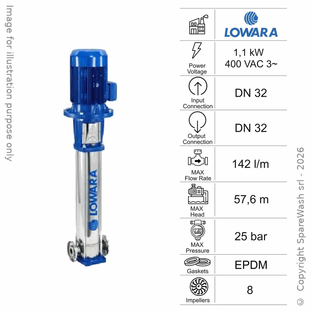 VERTIKALE MEHRSTUFIGE KREISELPUMPE LOWARA 5SV08F 1,1KW 400V