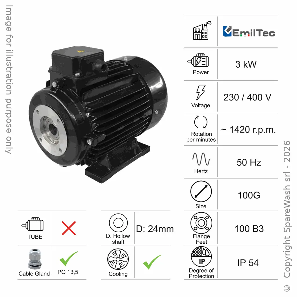MOTEUR 3KW 100G B3 4P 230-400V 50HZ IP54 CV