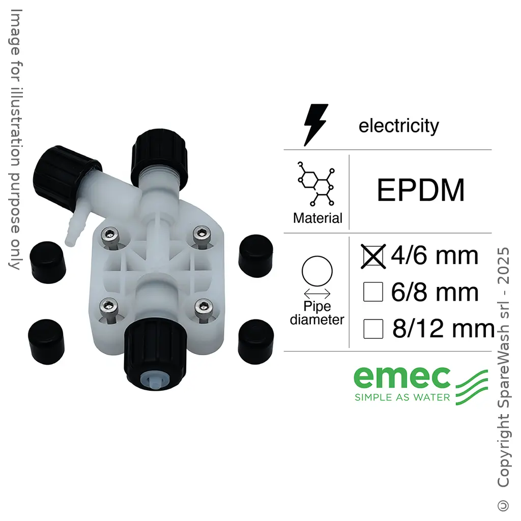TESTATA POMPA DOSATRICE ELETTRICA TUBO 4/6 EPDM