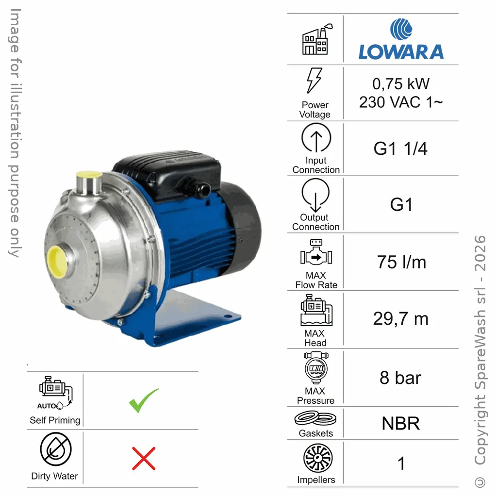 POMPA CENTRIFUGA DI RILANCIO LOWARA CEAM70/5 0,75KW 230V