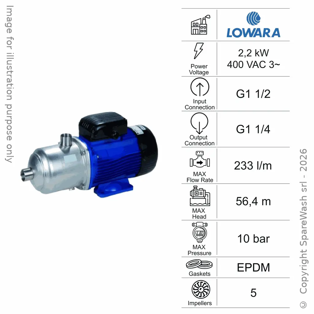 POMPA CENTRIFUGA MULTISTADIO ORIZZONTALE LOWARA 10HM05S 2,2KW 400V