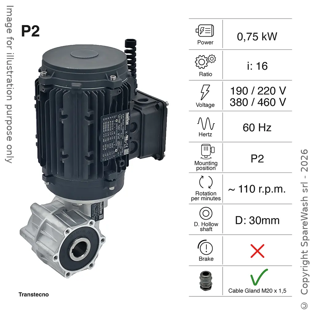 MOTORIDUTTORE 0,75KW I:16 110RPM 220-460V 60HZ