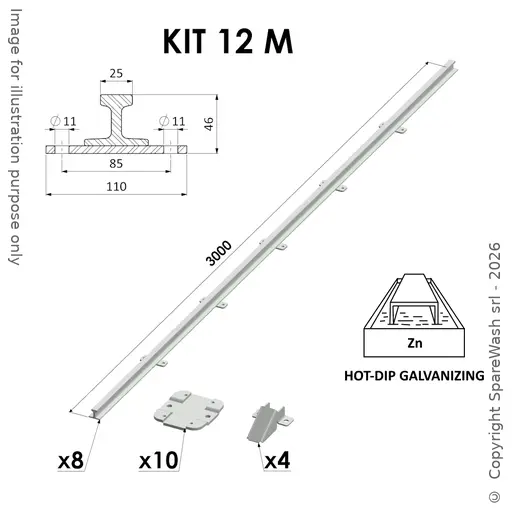 [20500078] KIT BINARI ANTIRIBALTAMENTO W25 L12000 ACCIAIO ZINCATO