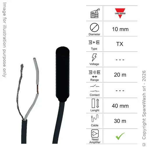 [10400302] PHOTOCELLULE ÉMETTRICE D10 L40 - CÂBLE 30M - PORTÉE 20M - AMP