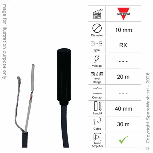 [10400319] PHOTOCELLULE RÉCEPTRICE D10 L40 - CÂBLE 30M - PORTÉE 20M - AMP