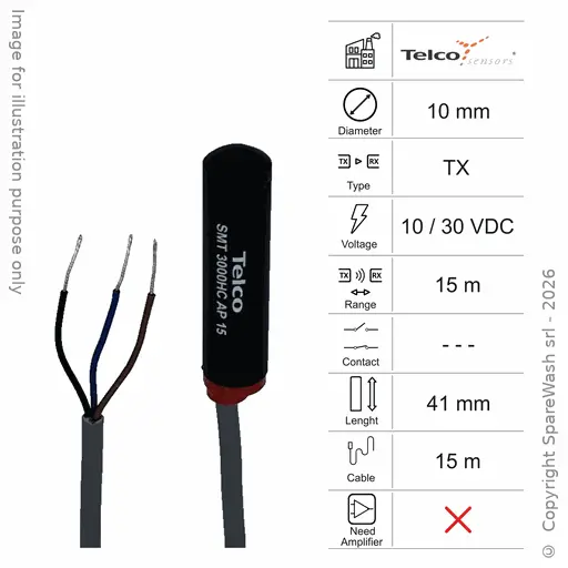 [10400333] PHOTOCELLULE ÉMETTRICE D10 L41 - CÂBLE 15M - PORTÉE 15M - 10/30VDC