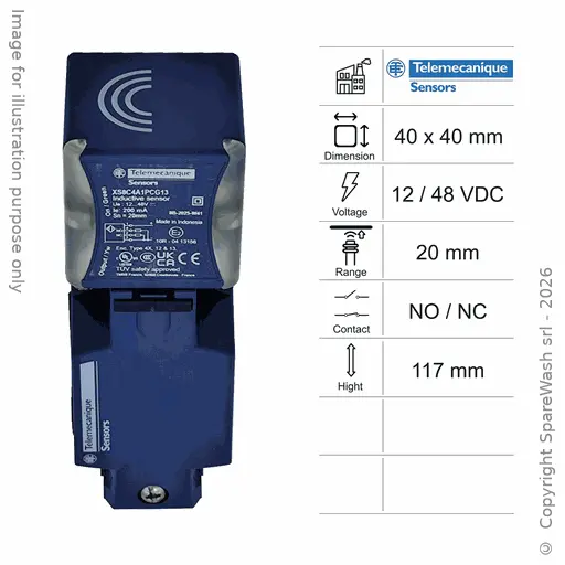 [10300121] SENSOR INDUCTIVO 40X40 L117 NO/NC 20MM PNP 12-48VDC