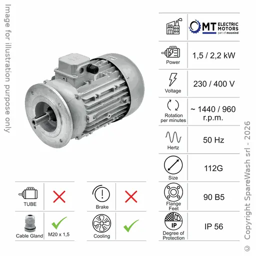 [10100516] MOTORE 1,5/2,2KW 112G 90B5 4/6P 400V 50HZ IP56 CV