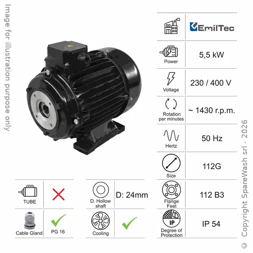[10100547] MOTOR 5,5KW 112G B3 4P 230-400V 50HZ IP54 CV