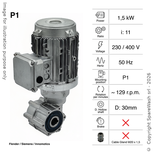 [20200398] MOTORIDUTTORE FLENDER 1,5KW I:11 129,1RPM 230-400V 50HZ
