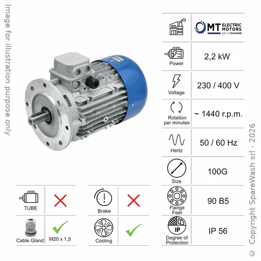 [10100646] MOTEUR 2,2KW 100G 90B5 4P 230-400V 50/60HZ IP56 SV
