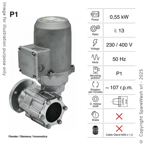 [20200541] GEARMOTOR FLENDER 0,55KW I:13 107,7RPM 230-400V 50HZ SHAFT INCLUDED