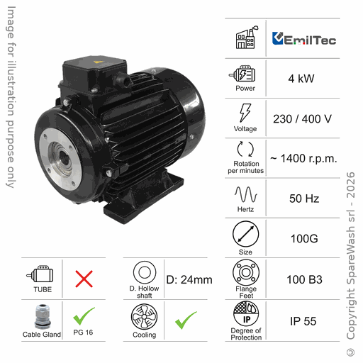 [10100752] MOTEUR 4KW 100G B3 4P 230-400V 50HZ IP55 CV