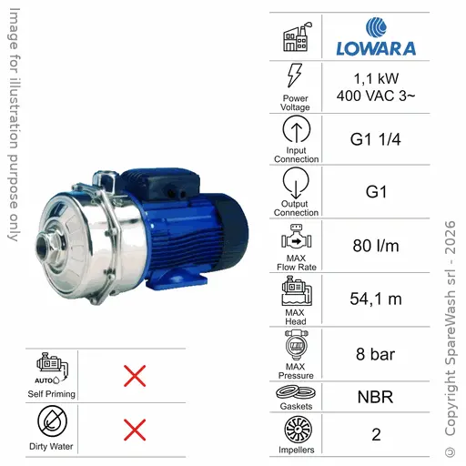 [60100665] BOMBA CENTRIFUGA DE RECUPERACIÓN LOWARA CA70/45 1,1KW 400V