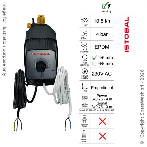 [40200200] POMPA DOSATRICE ELETTRICA HC101 10,5L/H 4BAR 230VAC EPDM