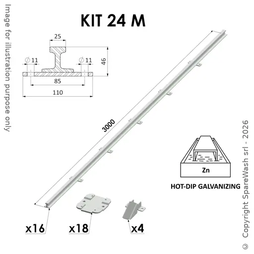 [20500184] KIT BINARI ANTIRIBALTAMENTO W25 L24000 ACCIAIO ZINCATO