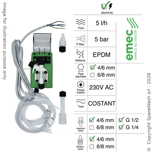 [40200057] POMPE DOSEUSE ÉLECTRIQUE 5L/H 5BAR 230VAC EPDM
