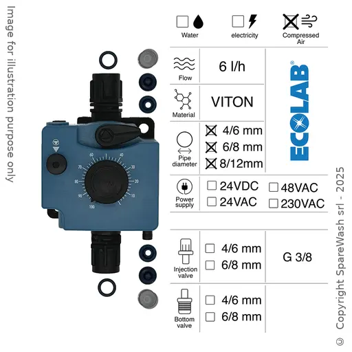 [40300139] POMPE DOSEUSE PNEUMATIQUE 6L/H CONTRÔLE PNEUMATIQUE VITON