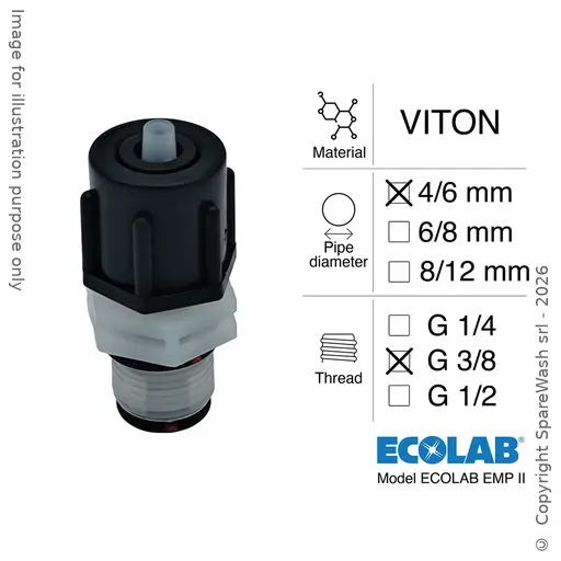 [40300559] VÁLVULA DE ASPIRACIÓN Y SUMINISTRO G3/8 LATIGUILLO 4/6 VITON