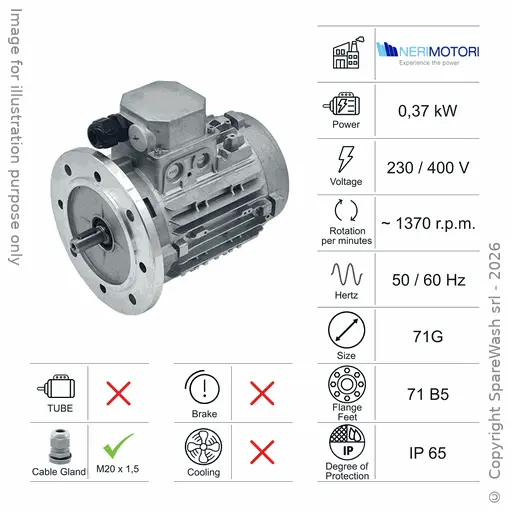 [10100042] MOTOR 0,37KW 71G B5 4P 230-400V 50/60HZ IP65 SV