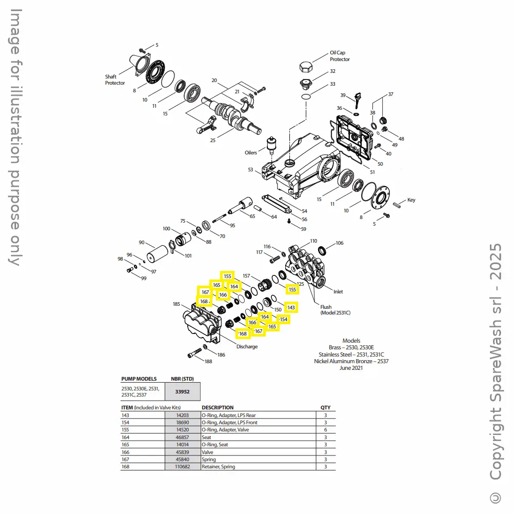 KIT VALVOLE PER POMPA CAT 2530, 2530E, 2531, 2537
