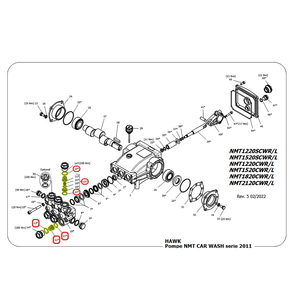 KIT VALVOLE PER POMPA HAWK MT, NMT  II