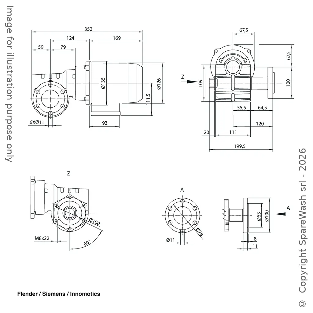 MOTORIDUTTORE FLENDER 0,75KW I:11 125,5RPM 230-400V 50HZ CON ALBERO  II