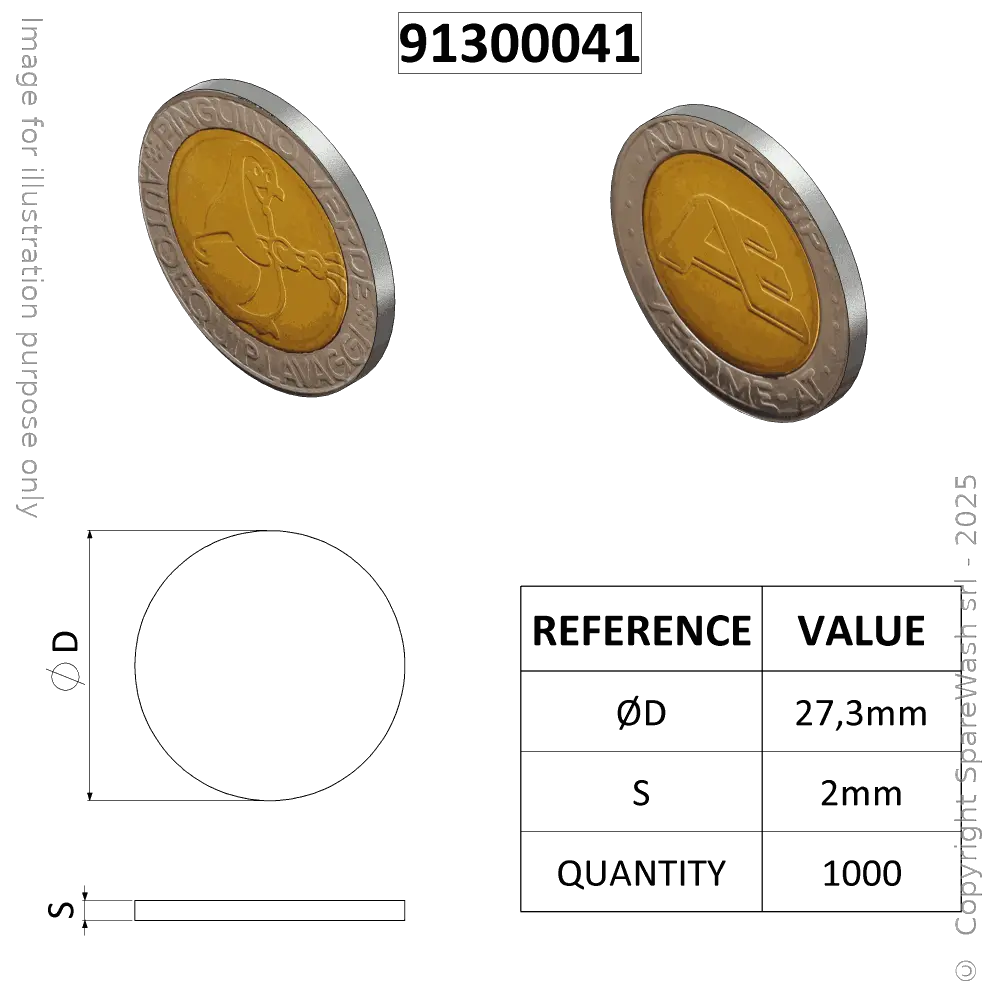 [91300041] TOKEN AE D27,3 MODEL C X1000