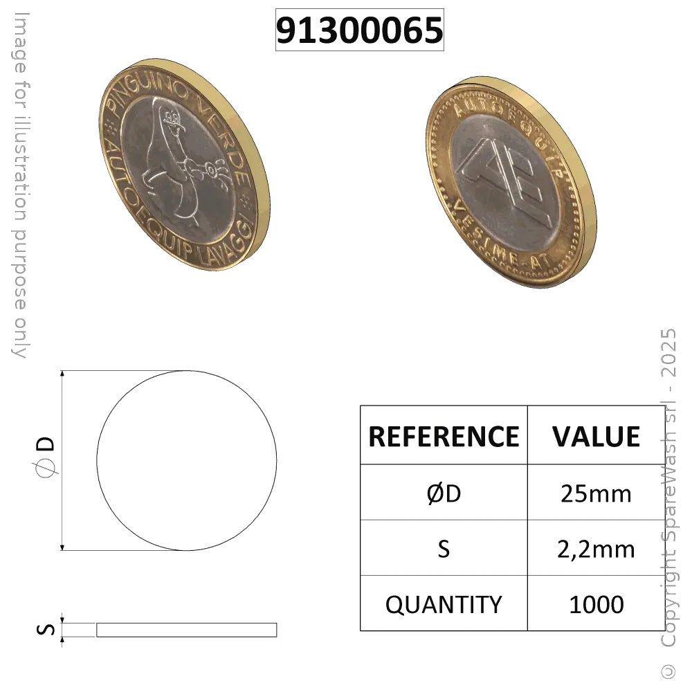 [91300065] GETTONE AE D25 MODELLO D X1000