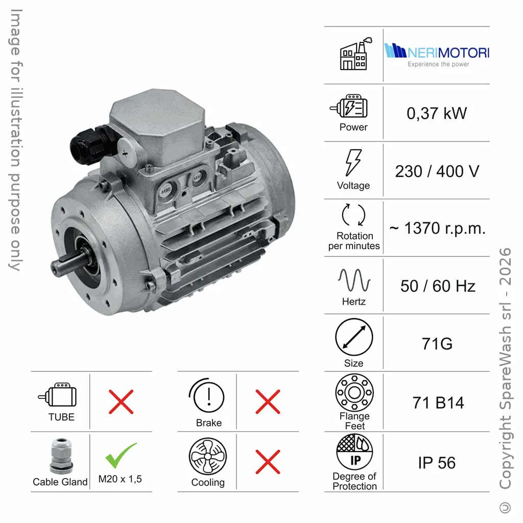 MOTORE 0,37KW 71G B14 4P 230-400V 50/60HZ IP56 SV