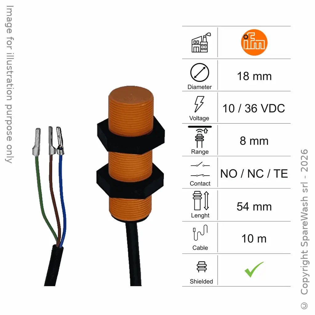 SENSORE INDUTTIVO D18 L54 NO/NC/TE - CAVO 10M - 8MM PNP/NPN 10/36VDC