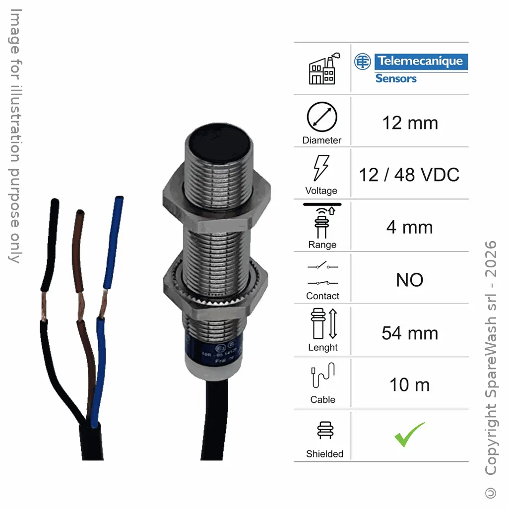 INDUCTIVE SENSOR D12 L54 NO - CABLE 10M - 4MM PNP 10/48VDC
