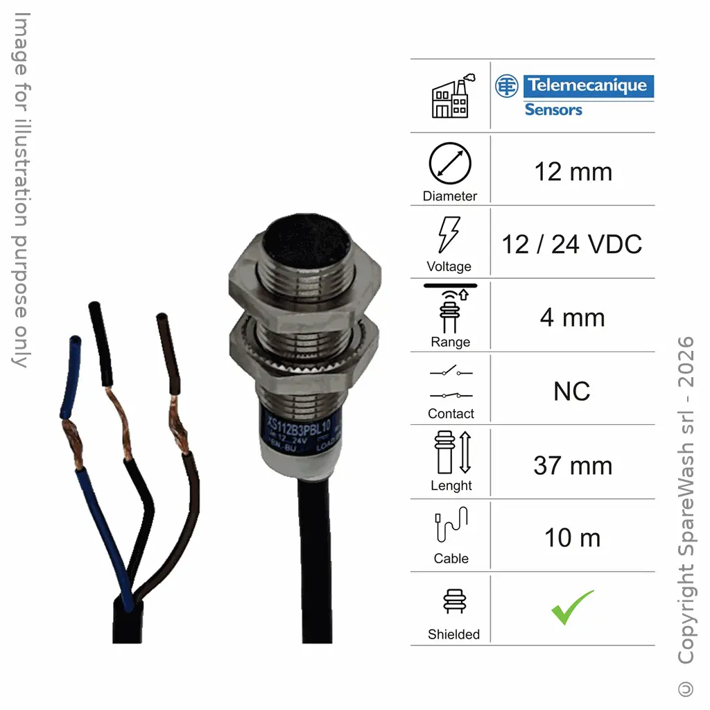 SENSOR INDUCTIVO D12 L37 NC - CABLE 10M - 4MM PNP 12/24VDC