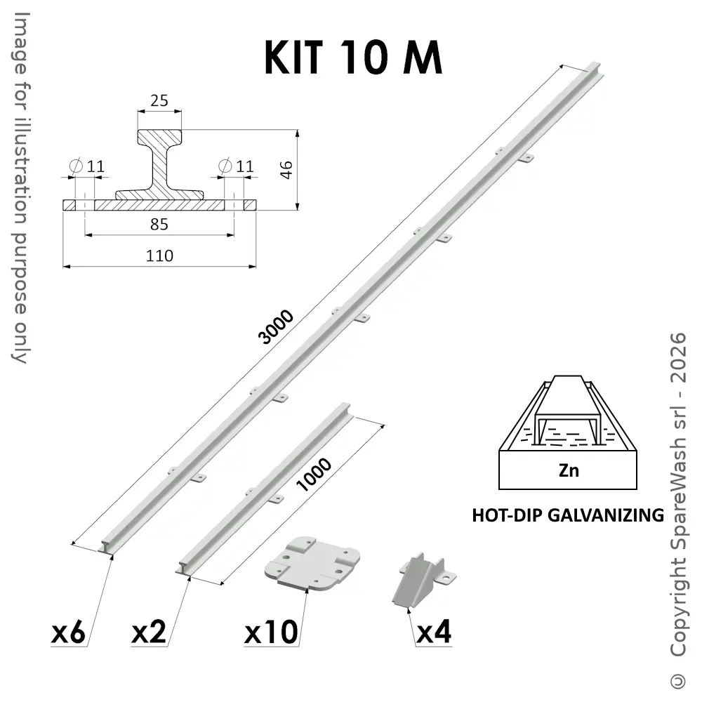 KIT BINARI ANTIRIBALTAMENTO W25 L10000 ACCIAIO ZINCATO