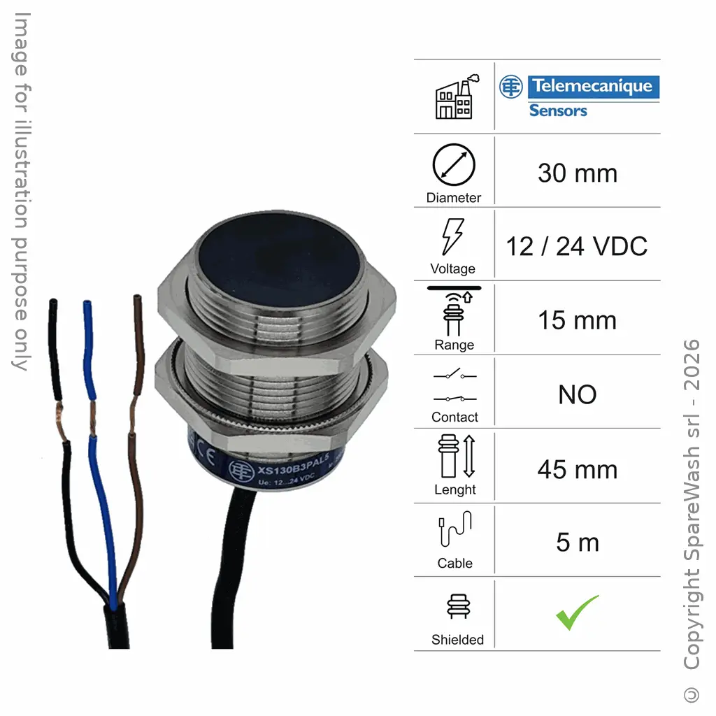 CAPTEUR INDUCTIF D30 L45 NO - CÂBLE 10M - 15MM PNP 12/24VDC