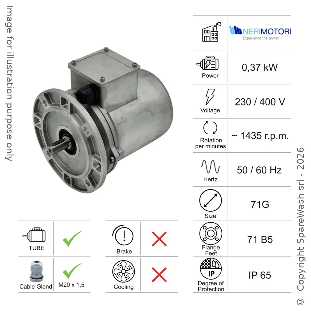 [10100448] MOTEUR À CARCASSE LISSE 0,37KW 71G B5 4P 230-400V 50/60HZ IP65 SV