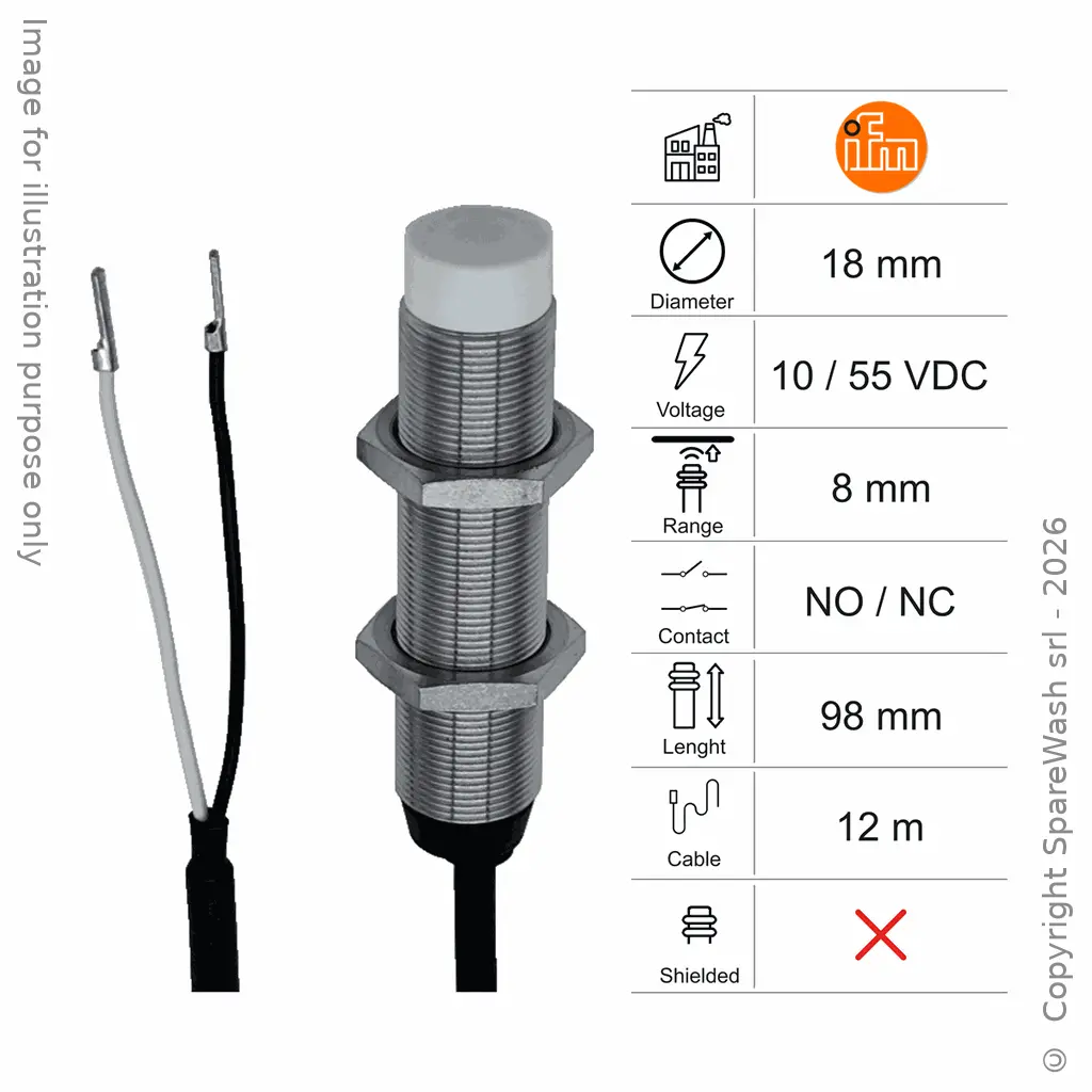 INDUKTIVER SENSOR D18 L98 TG NO/NC - KABEL 12M - 8MM PNP/NPN 10/55VDC