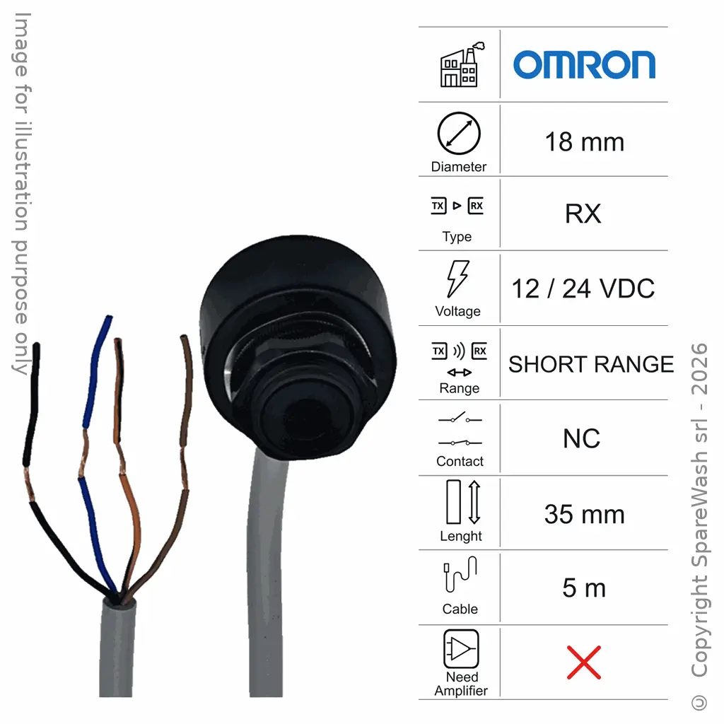 LICHTEMPFÄNGER M18 L35 - KABEL 5M - GERINGE REICHWEITE 12/24VDC