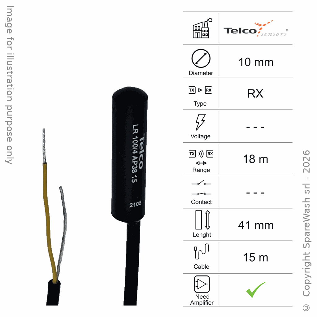 [10400067] LICHTEMPFÄNGER D10 L41 - KABEL 15M - REICHWEITE  18M - NPN AMP