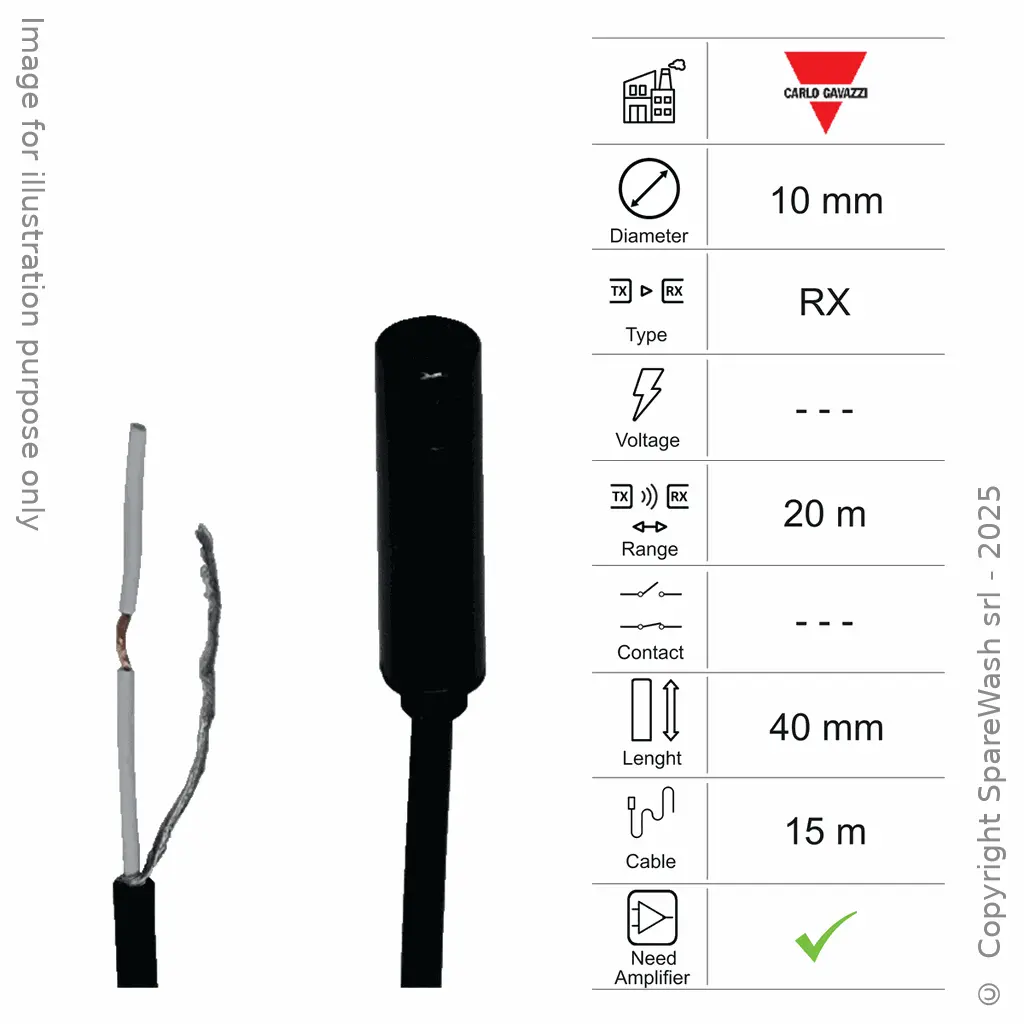 LICHTEMPFÄNGER D10 L40 - KABEL 15M - REICHWEITE  20M - AMP
