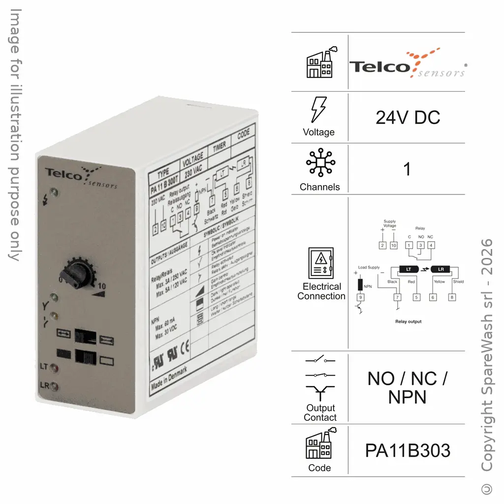 AMPLIFICATORE FOTOCELLULA 1 CANALE 24VDC RELE' NPN