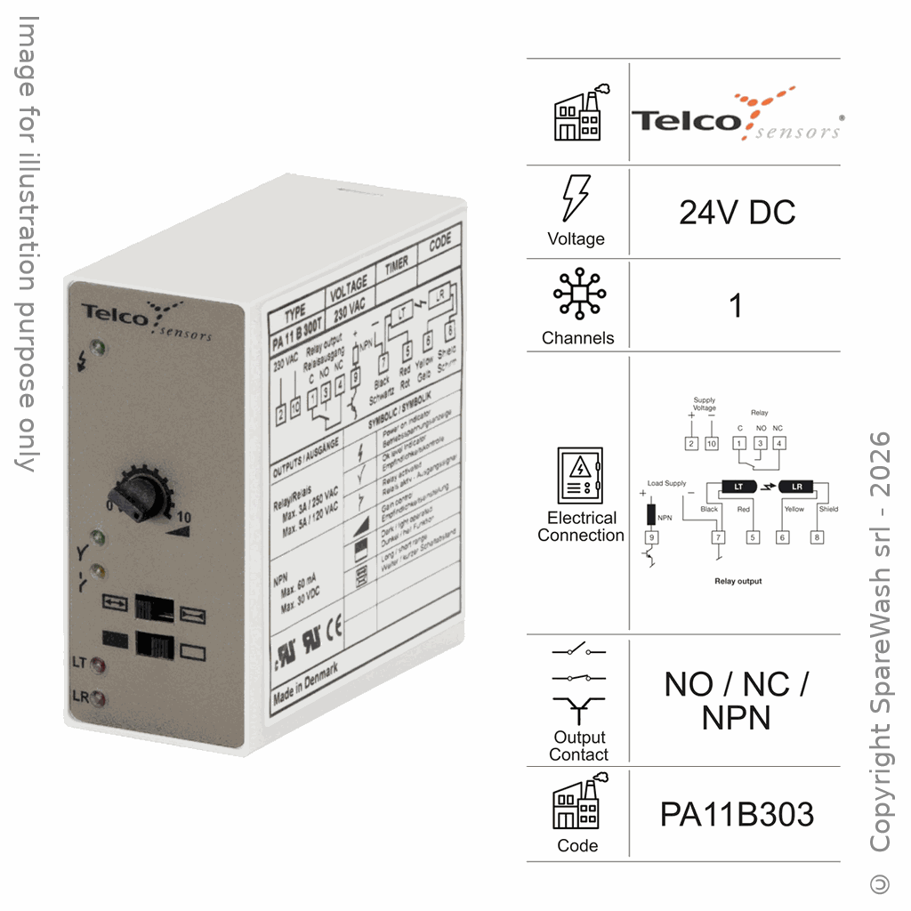 [10400197] AMPLIFICATORE FOTOCELLULA 1 CANALE 24VDC RELE' NPN