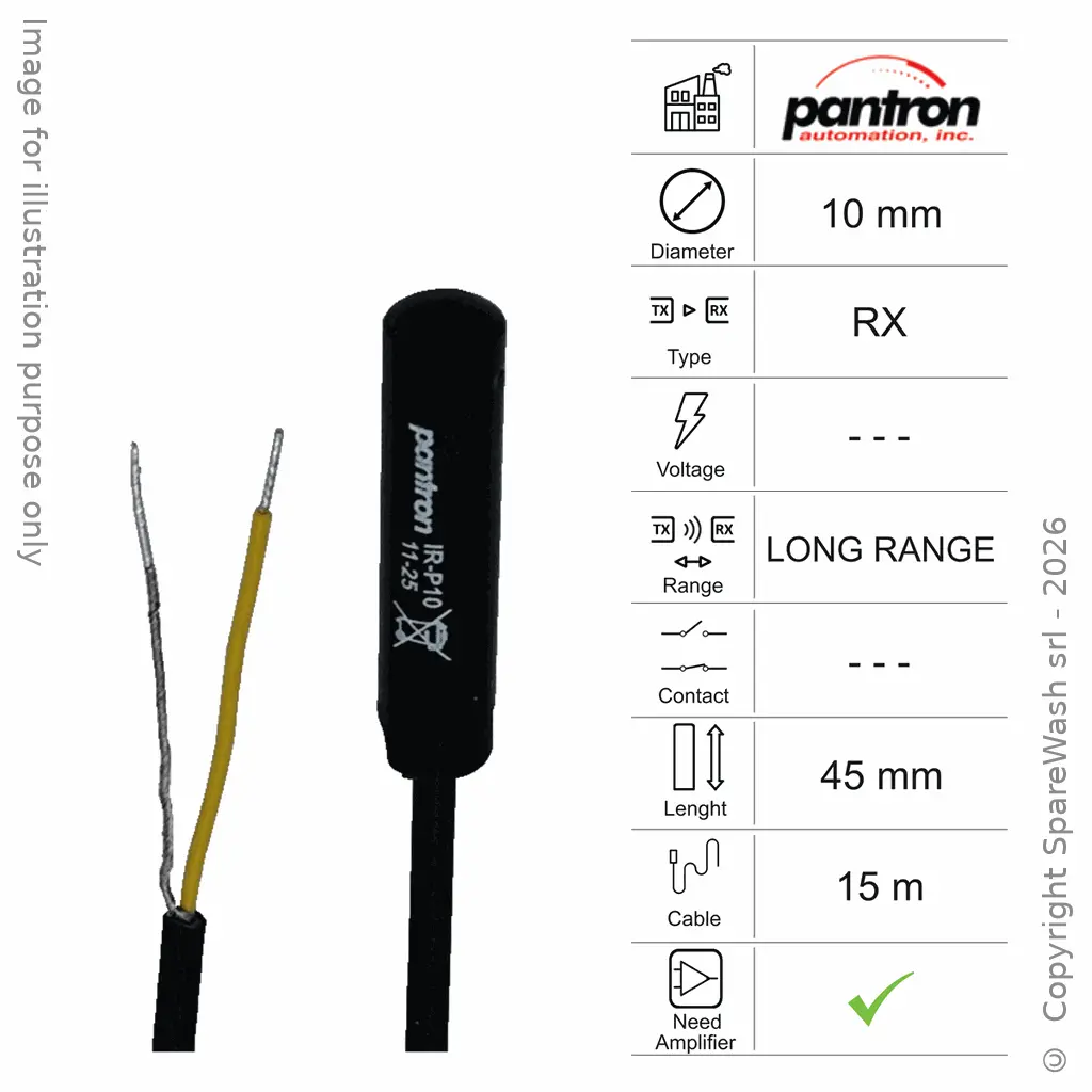 FOTOCÉLULA RECEPTORA D10 L45 - CABLE 15M - LARGO ALCANCE AMP
