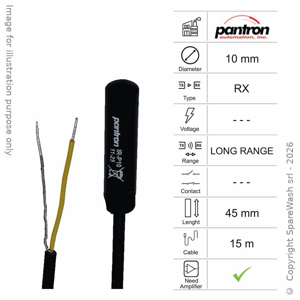 [10400203] FOTOCELLULA RICEVITORE D10 L45 - CAVO 15M - LUNGO RAGGIO AMP