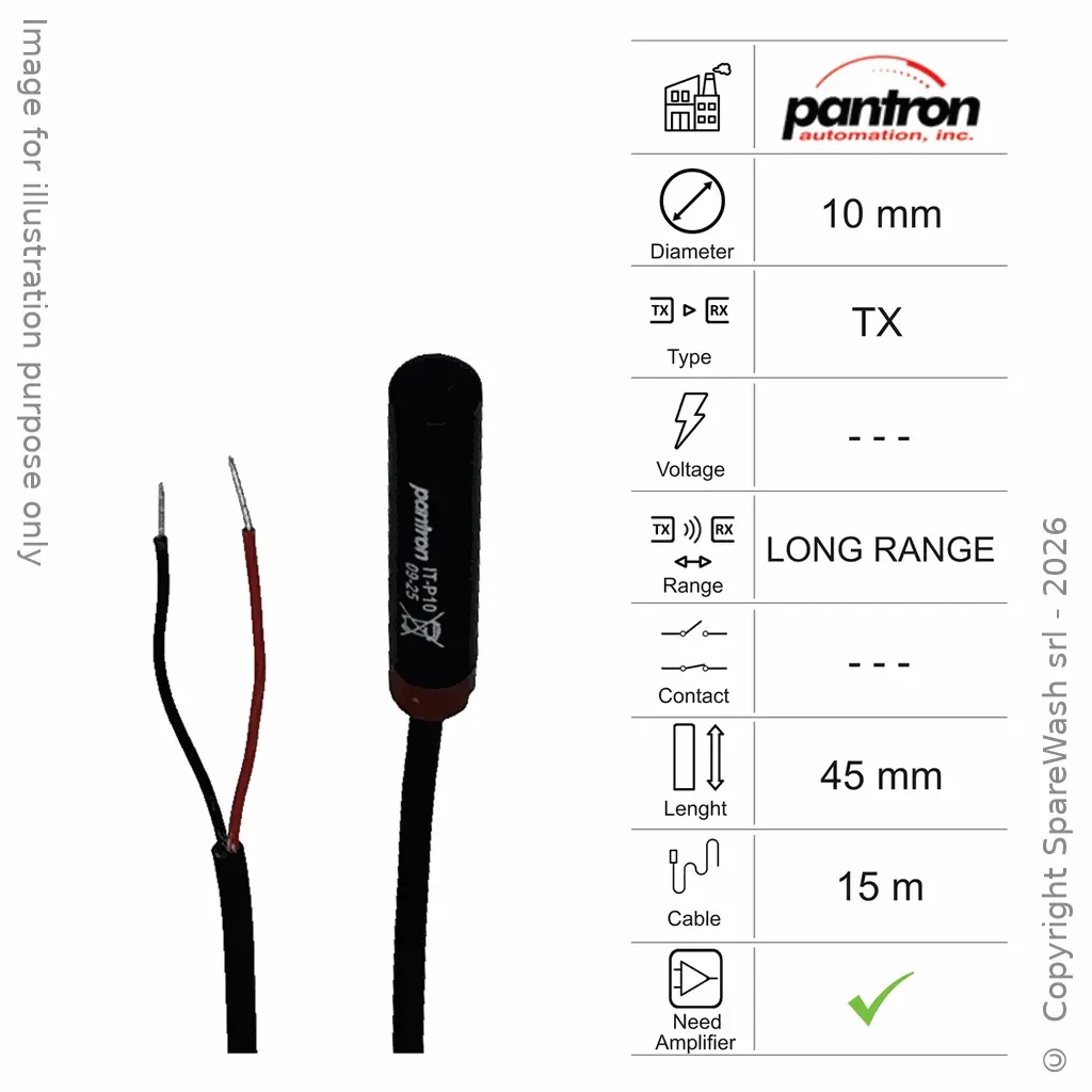 FOTOCÉLULA EMISORA D10 L45 - CABLE 15M - LARGO ALCANCE AMP